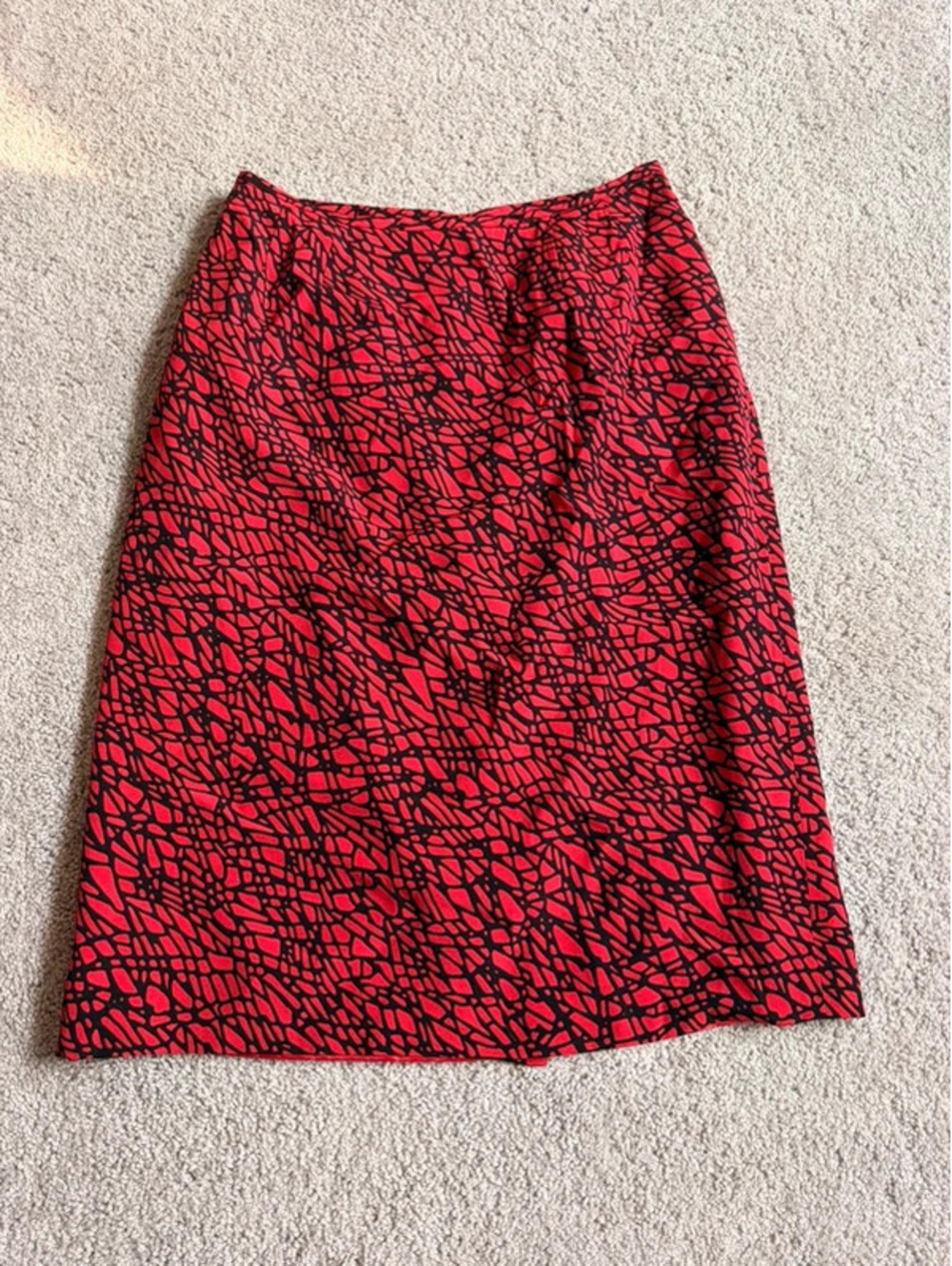 Le Suit Petite Red & Black Pencil Skirt 4P